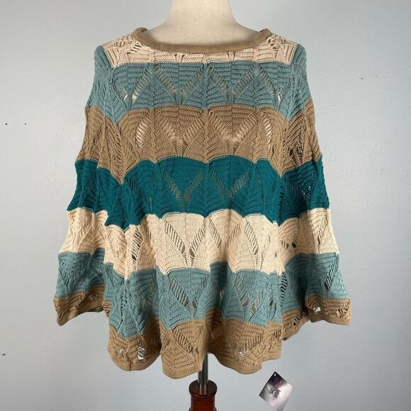 NWT JW Styles Poncho Style Loose Knit Sweater Top Size M - Picture 1 of 7
